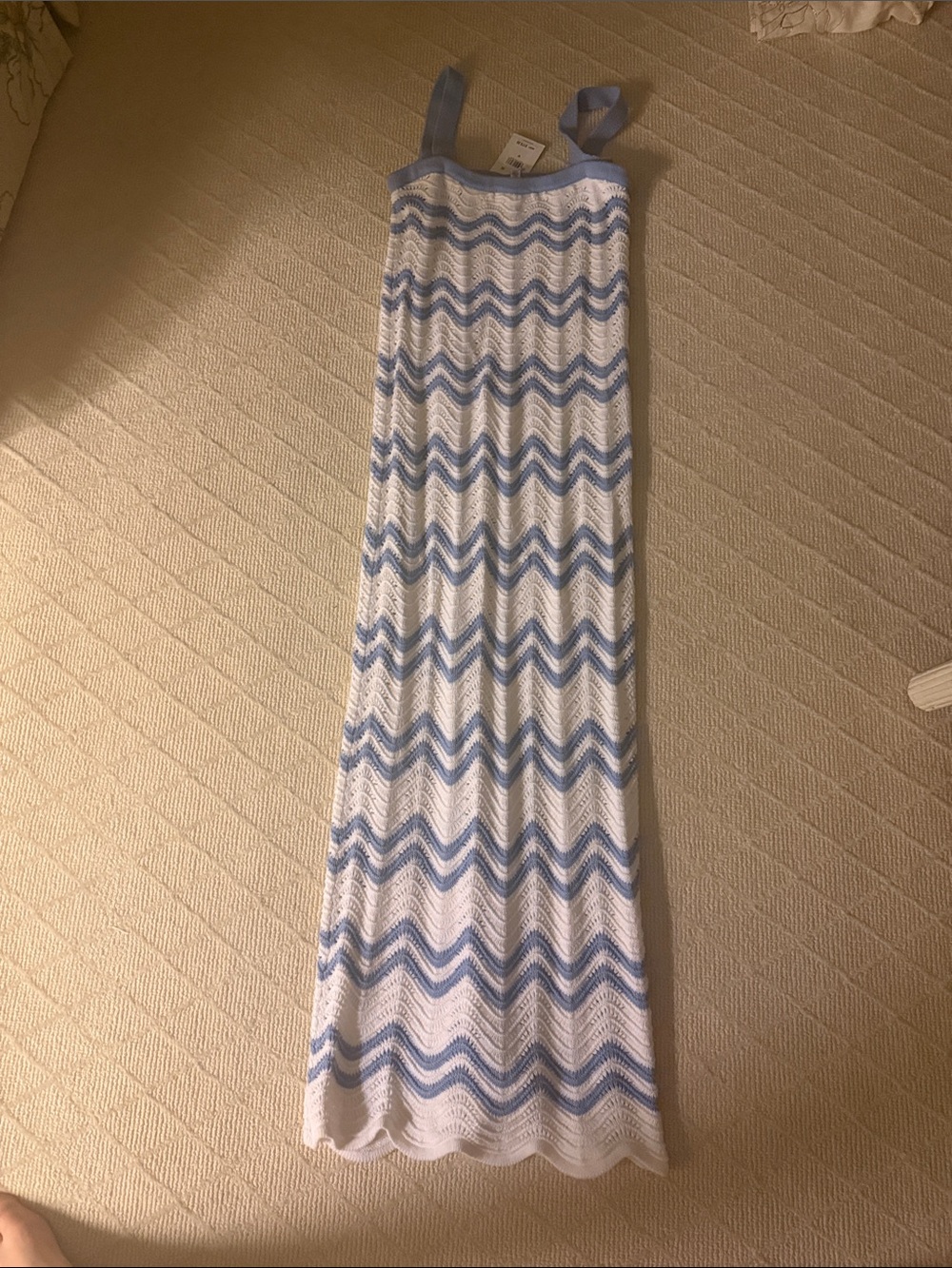 Splendid Blue and White Chevron Knit Maxi Skirt